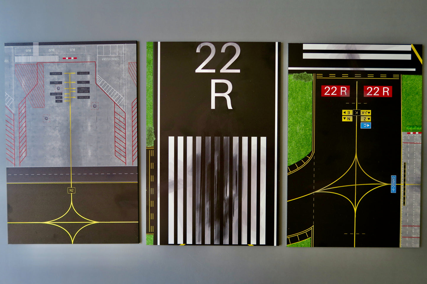 "Collectors Choice - 3er Set" in ALUMINIUM - Ausführung. Airport 1:500 Diorama z.B. für Herpa Modelle